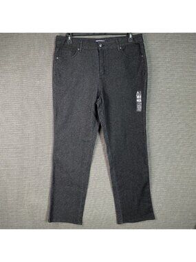 Laura Scott Women's Gray Denim Pants L/G Cotton Blend Classic Fit Straight Leg